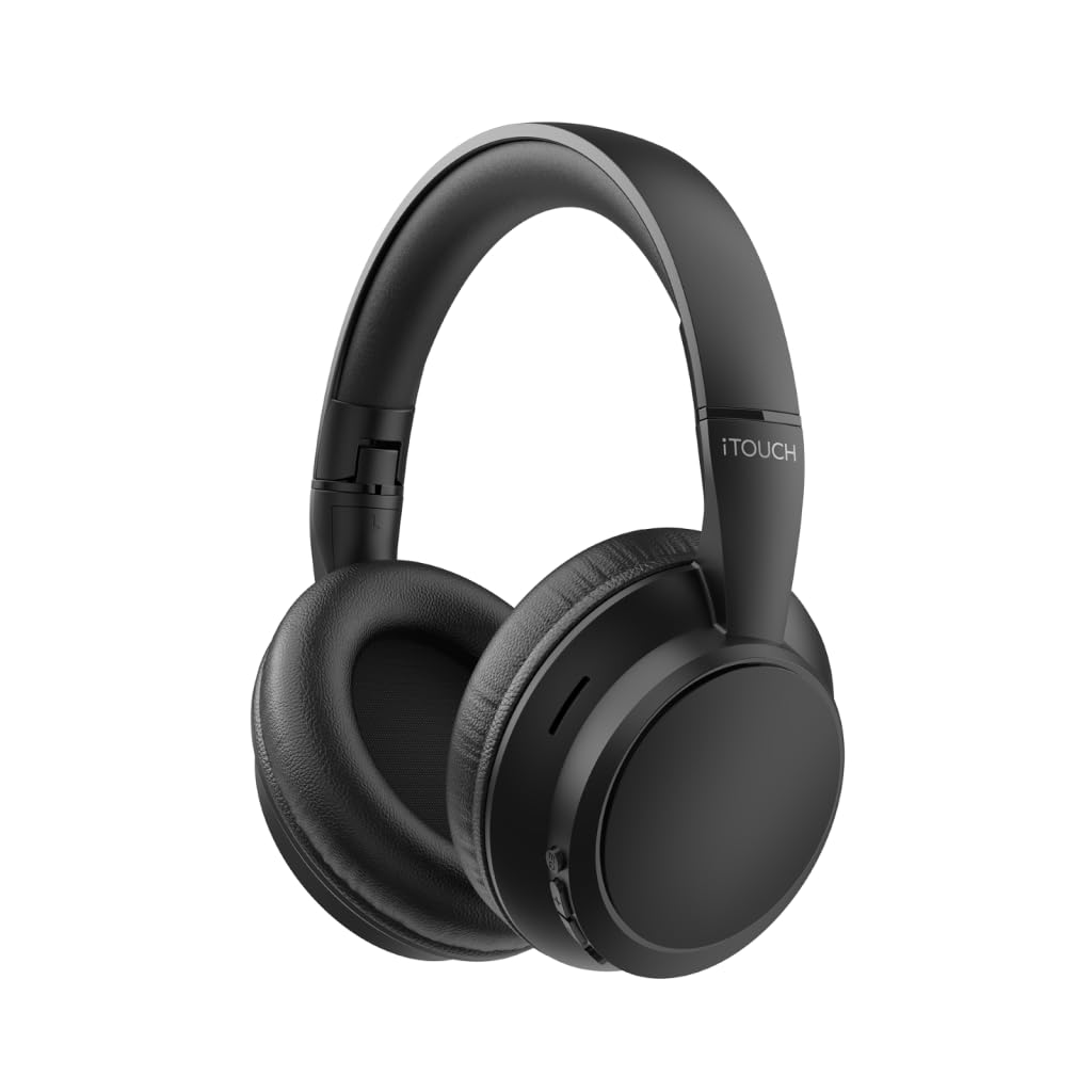 Black over-ear headphones on a white background
